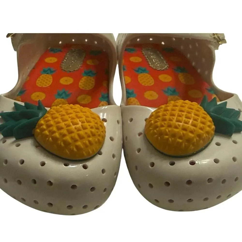 Mini Melissa Sz.8 Tropical Furadinha VII Pineapple Jelly Mary Jane Shoes